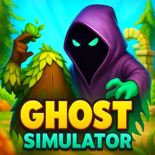 Ghost Simulator Unblocked - Transparent ghost floating through haunted house scaring residents, play free online no download