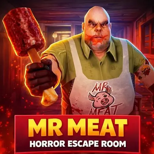 Mr Meat Unblocked - Creepy butcher shop with Mr Meat chasing you through dark rooms, horror escape puzzle, play free online no download