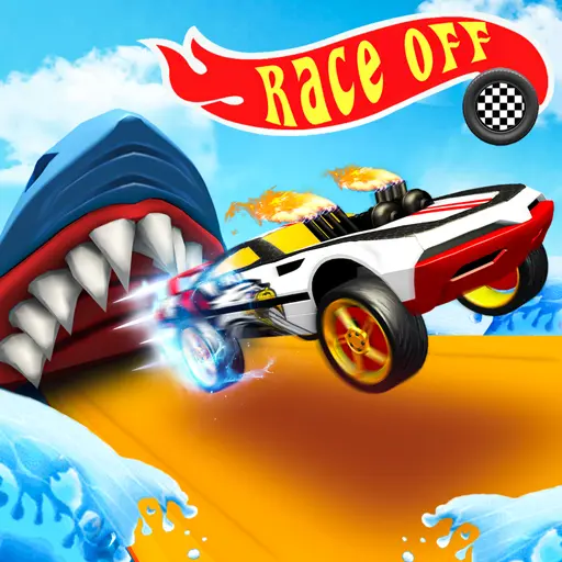 Hot Wheels Race Off Unblocked - Blue stunt car performing a loop on orange track, play free online no download