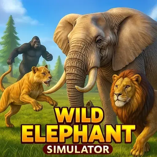 Wild Elephant Simulator Animal Survival Unblocked - Majestic elephant roaming African savanna with herd, realistic survival gameplay, play free online no download